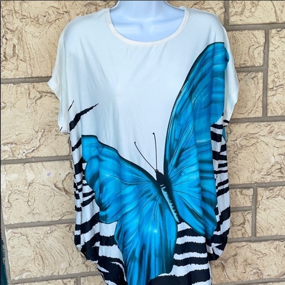 Butterfly oversize large top blouse in style Large beach vacation - Picture 1 of 6